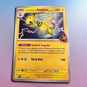 team rocket’s ampharos - 074/182 (uncommon) — pokemon: destined rivals